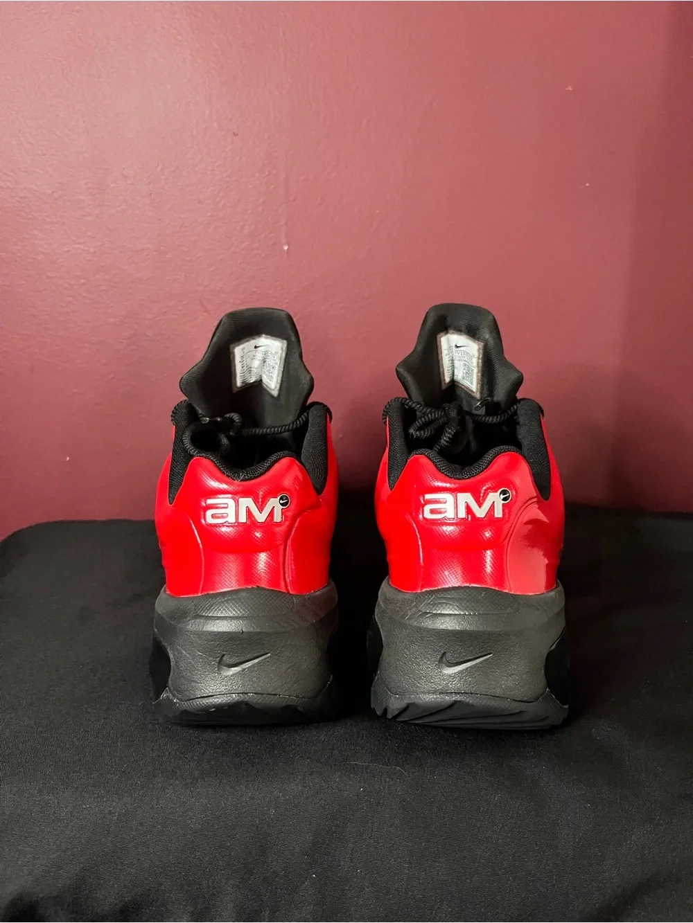 Nike Men’s Red and Black Athletic Sneakers with Silver Swoosh